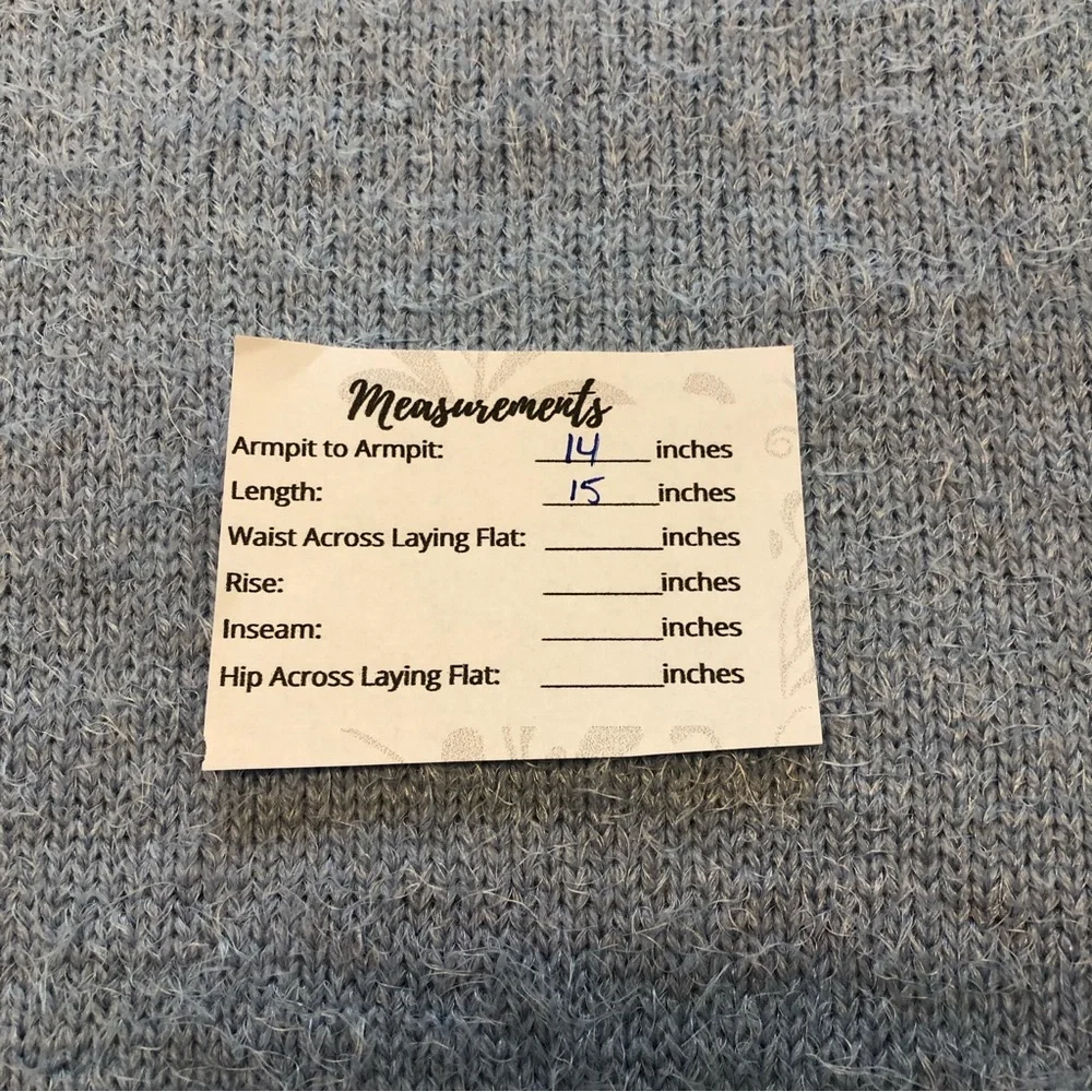 Gina Women’s Sweater Cropped Baby Doll Fuzzy Soft Baby Blue Ribbed Trim Soft - Picture 9 of 9